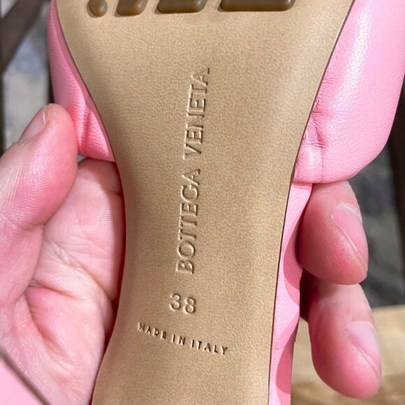 Bottega Veneta Blossom Pink Leather The Rubber Lido Heeled Sandals - Picture 10 of 11